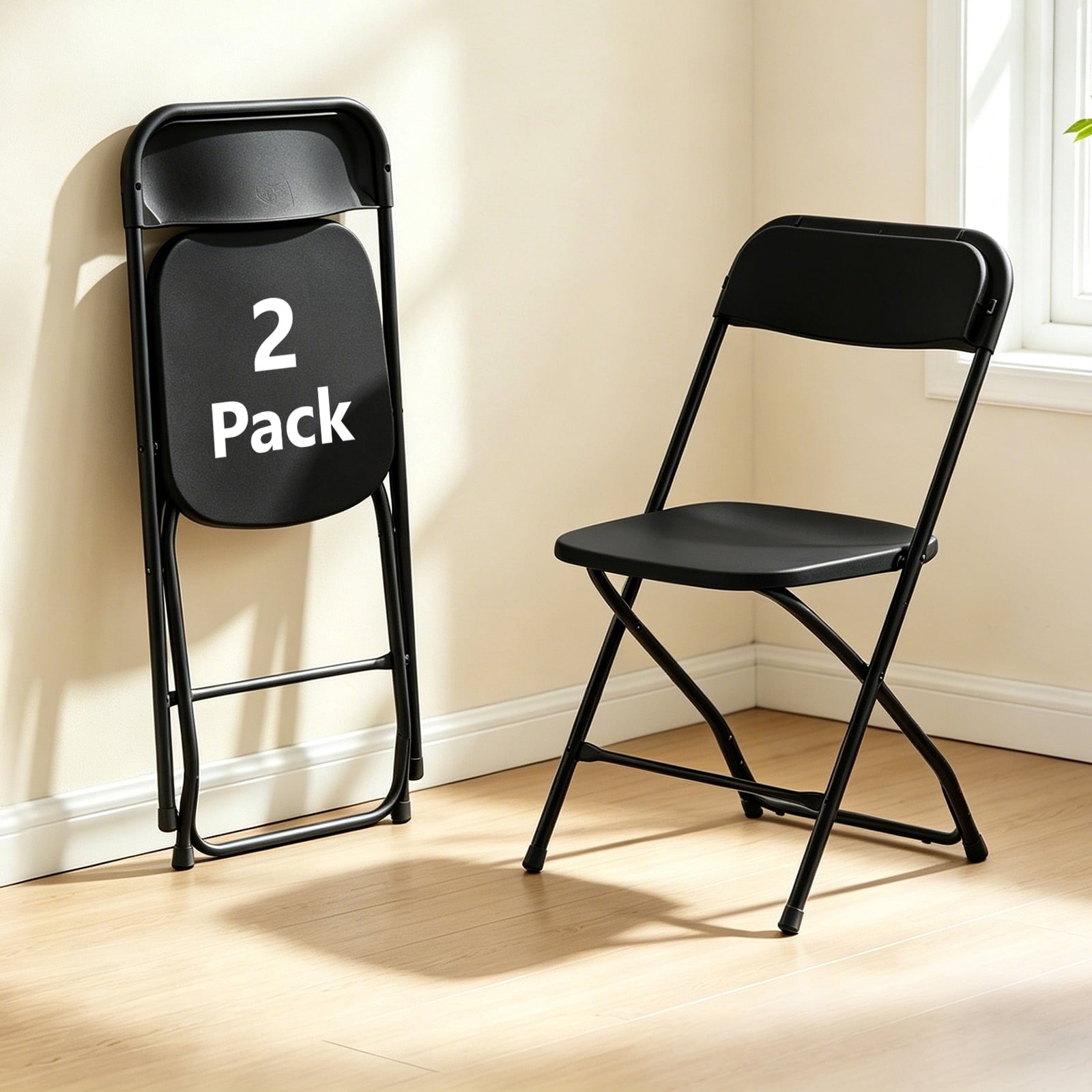 HaiCube 8 Pack White Plastic Folding Chair, Steel Frame, Portable Commercial Chair for Indoor Outdoor Events, Office, Wedding, Restaurant