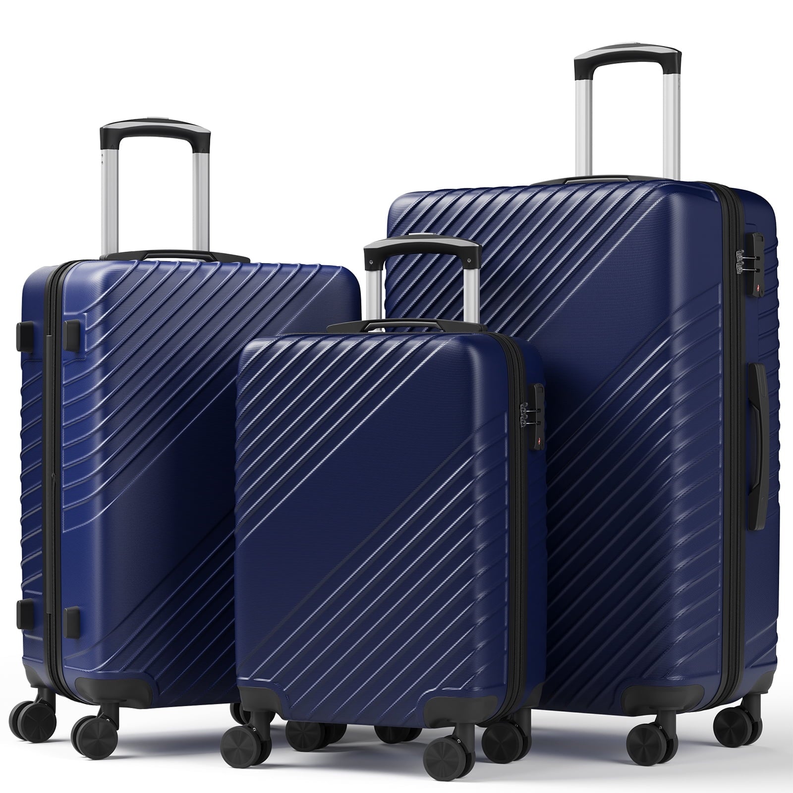HaiCube 3 Piece Luggage Set (20/24/28 Inch), Lightweight Expandable Suitcases with TSA Lock & 360° Spinner Wheels, Black