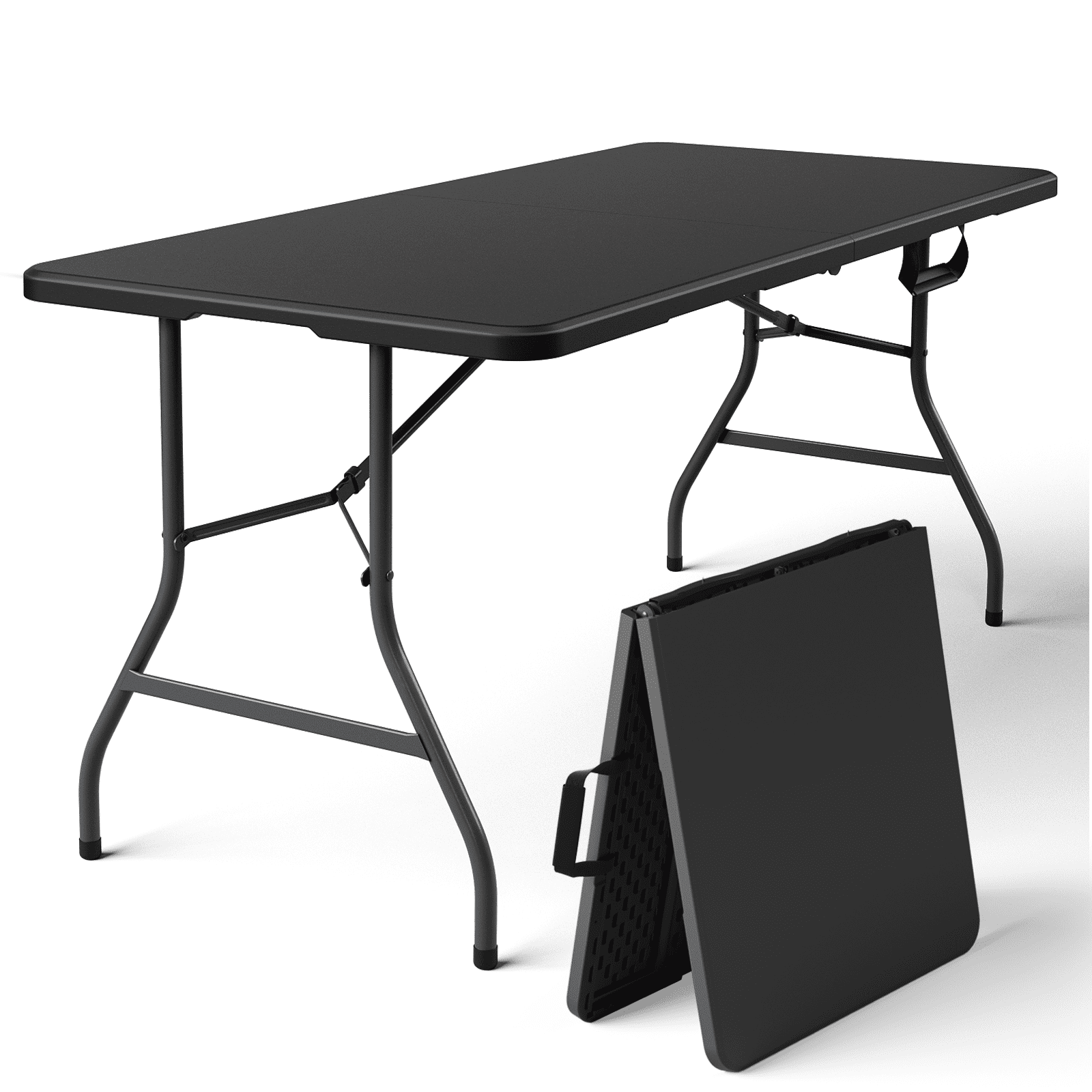 HaiCube 5FT Folding Table, Heavy Duty Portable Table, Waterproof HDPE, Foldable for Picnic, Party, Camping, Dining, BBQ, Indoor & Outdoor, White